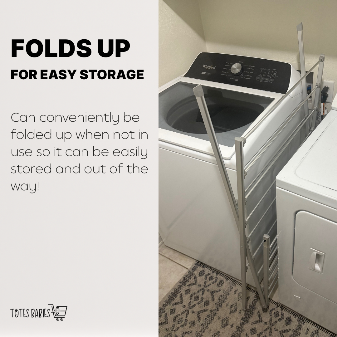 Totes Babies Premium Aluminum Foldable Air Drying Laundry Rack, Free-Standing, Easy Assembly, 12 Rails, 36-in.