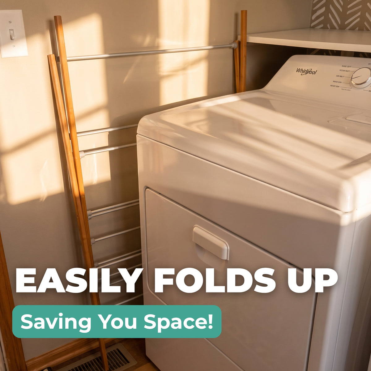 Totes Babies Premium Bamboo Foldable Air Drying Laundry Rack, Free-Standing, Easy Assembly, 12 Rails, 36-in.