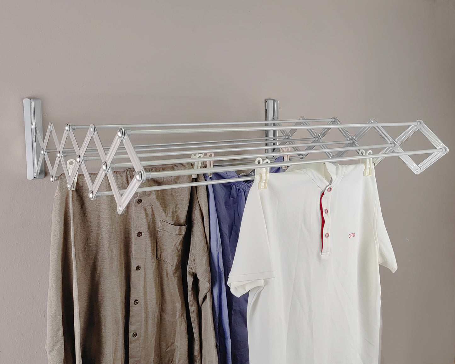 Totes Babies Space Saver Pro Wall-Mounted Aluminum Clothes Drying Rack, 31.5" Wide Accordion