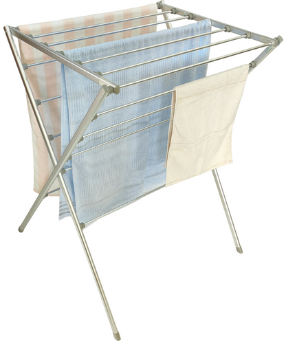 Totes Babies Premium Aluminum Foldable Air Drying Laundry Rack, Free-Standing, Easy Assembly, 12 Rails, 36-in.