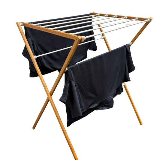 Totes Babies Premium Bamboo Foldable Air Drying Laundry Rack, Free-Standing, Easy Assembly, 12 Rails, 36-in.