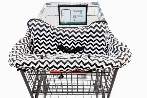 Black and White Chevron Shopping Cart and High Chair Cover