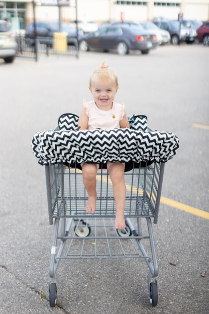 Black and White Chevron Shopping Cart and High Chair Cover