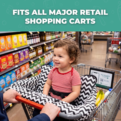 Black and White Chevron Shopping Cart and High Chair Cover